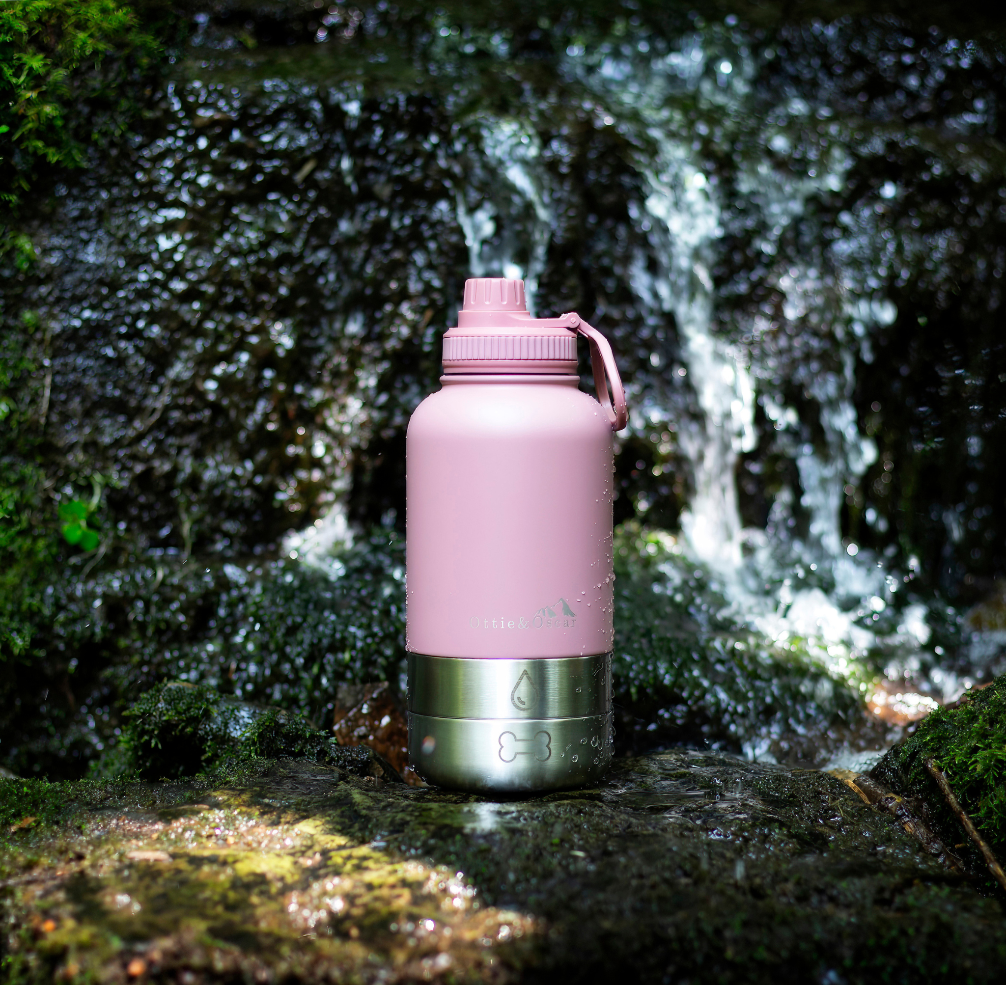 3-in-1 Dog Hydration Bottle & Buddy Bag - Dusky Pink