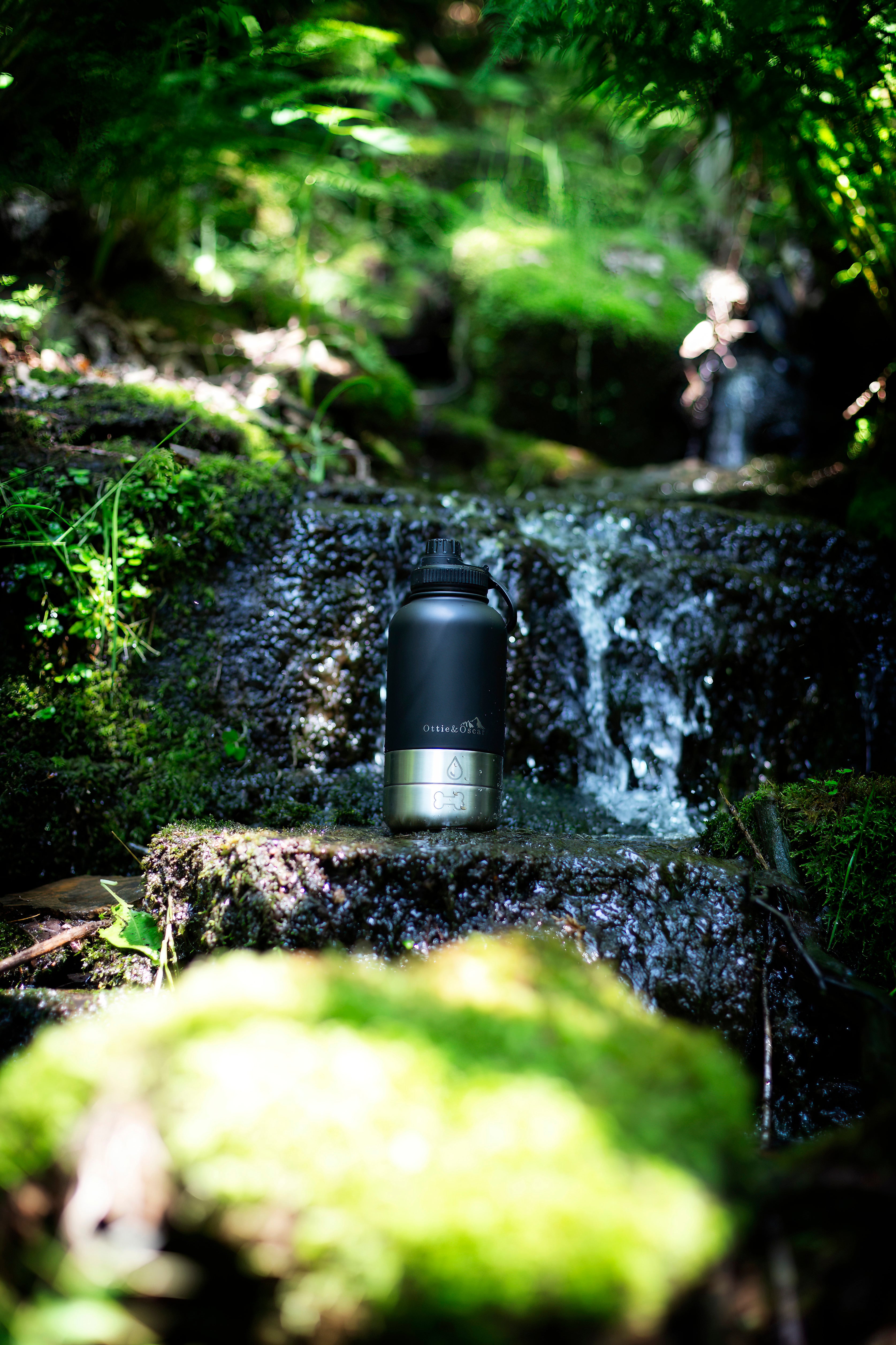 3-in-1 Dog Hydration Bottle & Buddy Bag - Black