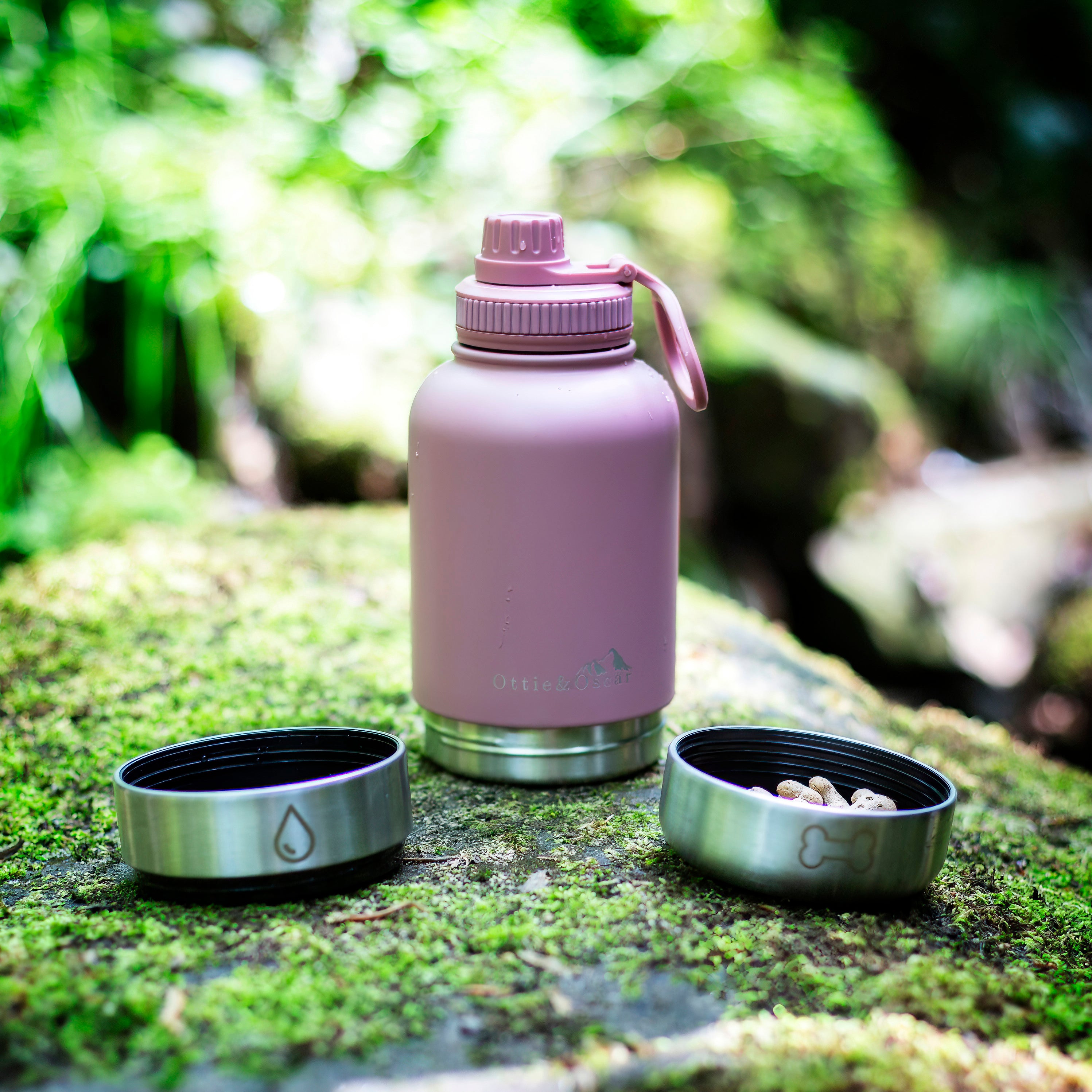 3-in-1 Dog Hydration Bottle & Buddy Bag - Dusky Pink