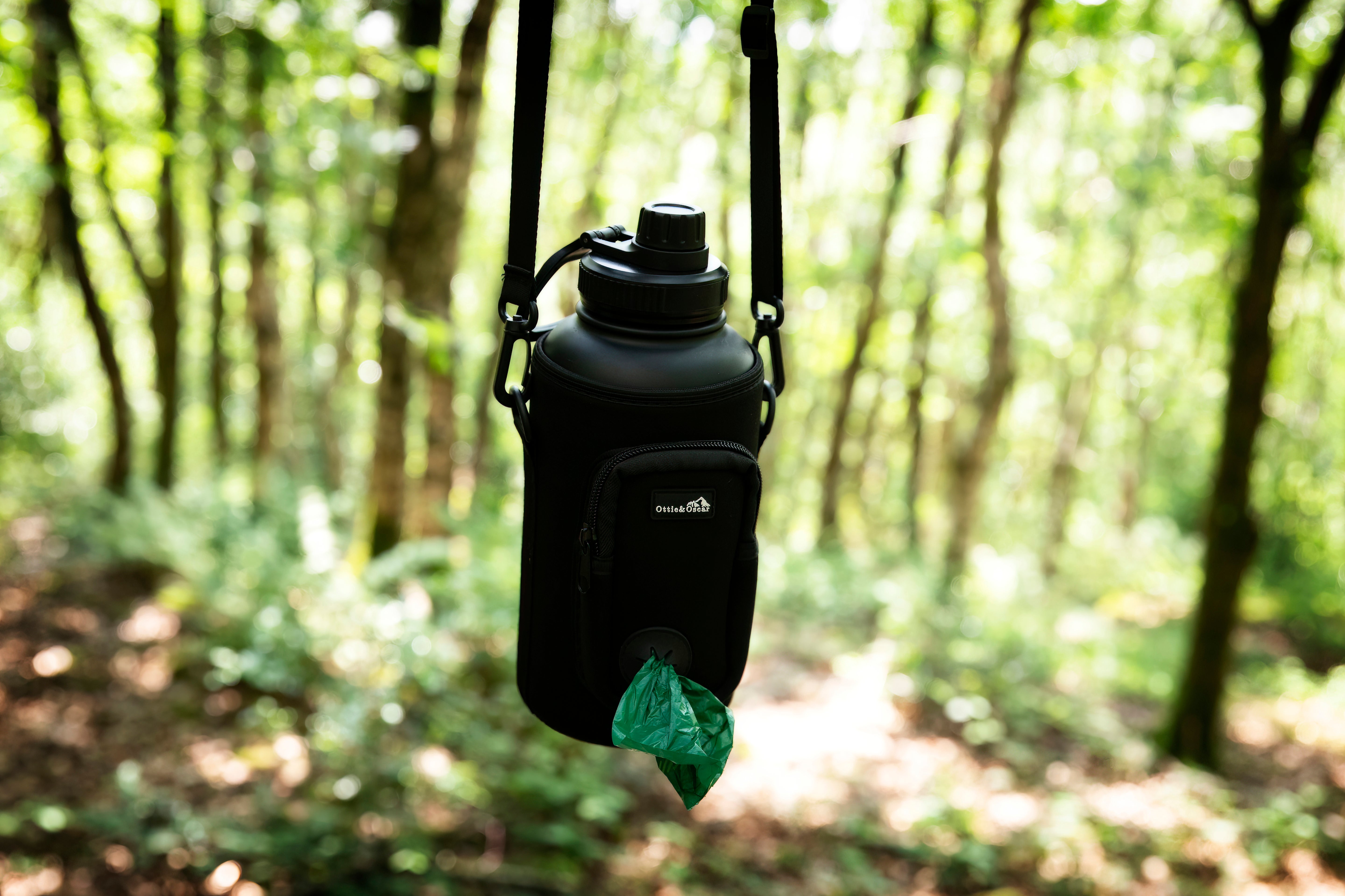 3-in-1 Dog Hydration Bottle & Buddy Bag- Sage Green