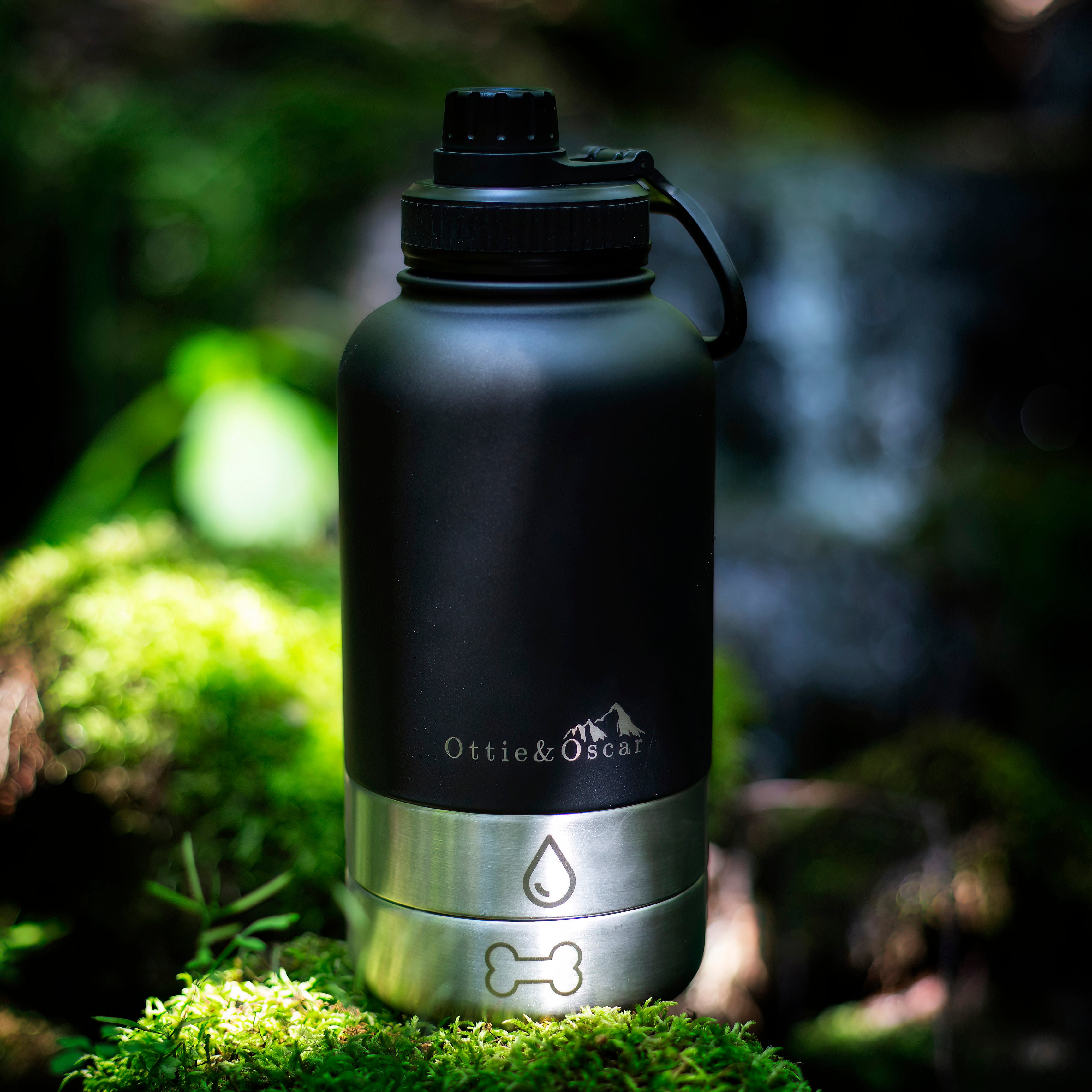 3-in-1 Dog Hydration Bottle & Buddy Bag - Black