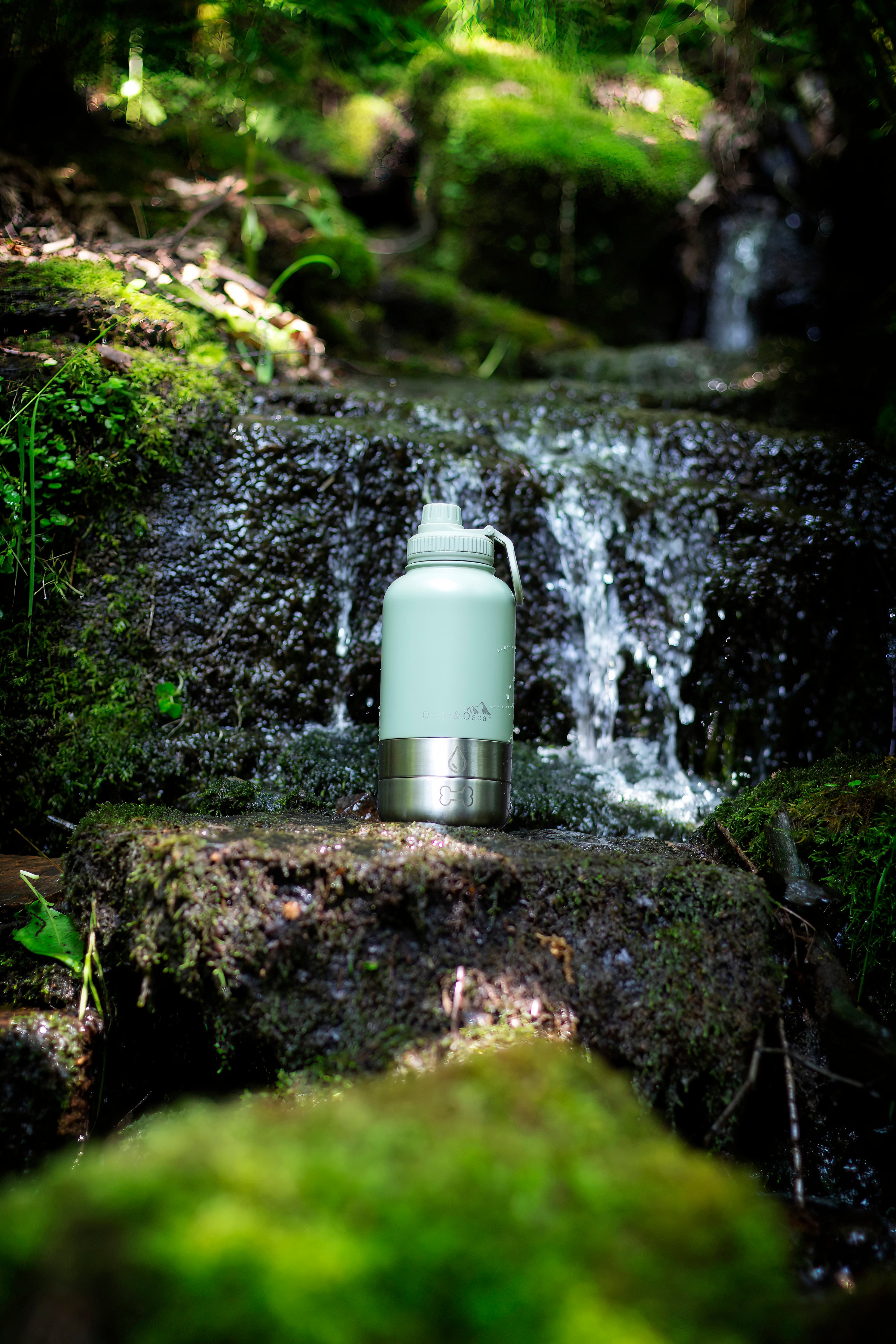 3-in-1 Dog Hydration Bottle & Buddy Bag- Sage Green